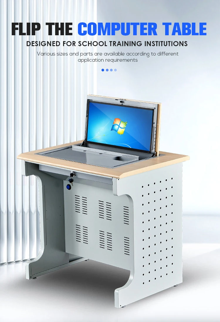 Classroom School Flip up Computer Desk Monitor Safety Box Multifunction Turn Over