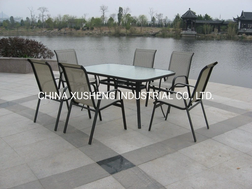 Outdoor or Indoor Dining Rattan Chair and Table Set Resistant Metal Frame