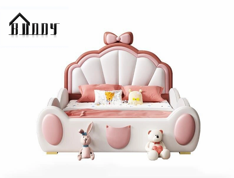 Modern Children′s Solid Wood Leather Bed with 2% Discount