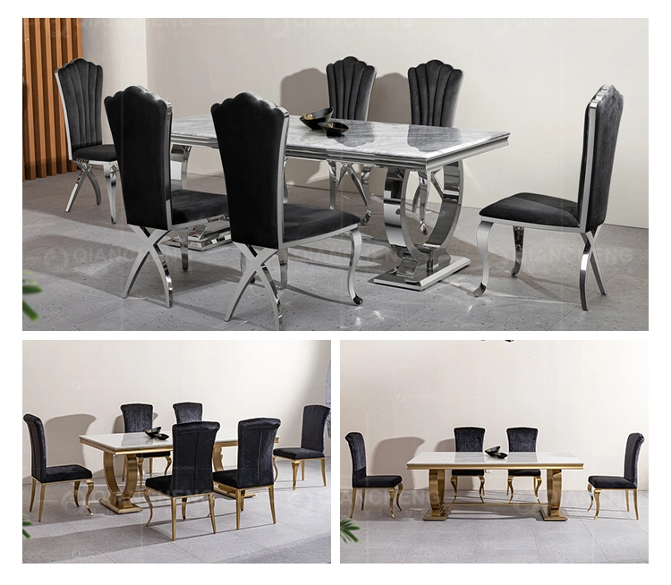 Dining Room Furniture Marble Dining Table with Stainless Steel