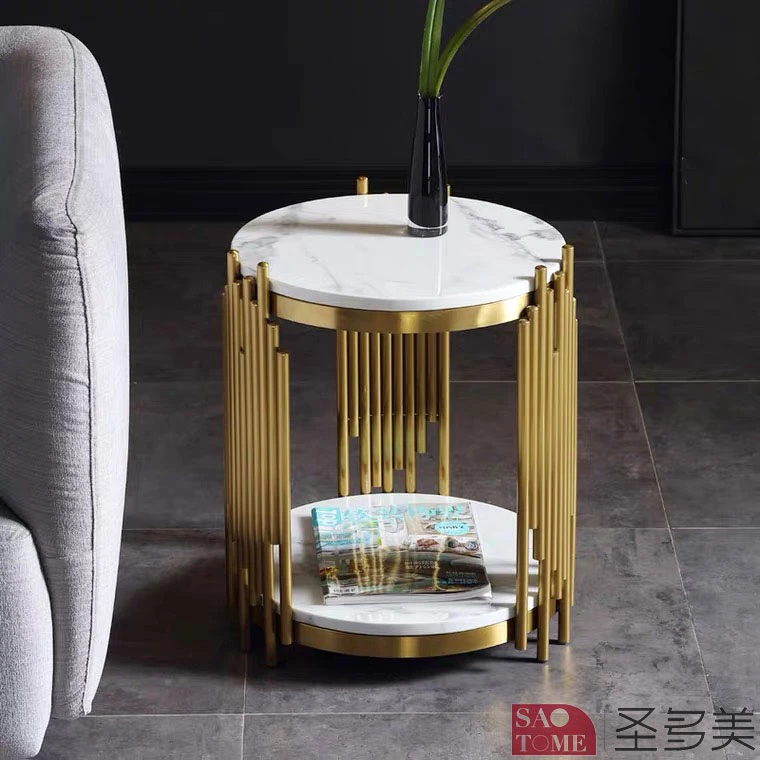 New Style Home Furniture Living Room Coffee Table Stainless Steel Titanium Side Table Bedroom Table Melamine Laminated Tea Table