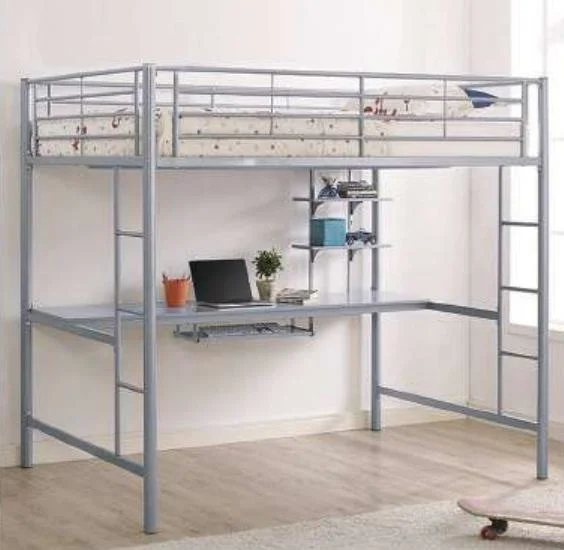 Wholesale The Newest High Metal Bunk Bed Frames Bunk Bed with Study Table Two Ladders for Teenagers