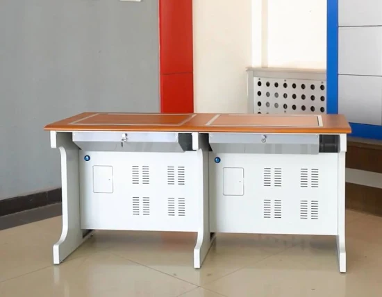 Аудио-визуальный стальной мультимедийный класс с откидным верхом, запираемый компьютерный стол, стол на три человека