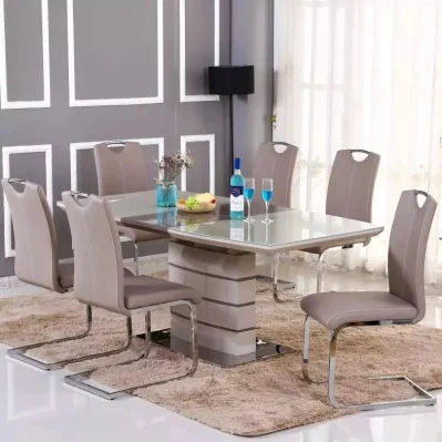 Скандинавская роскошная кухня-столовая, классический дизайн, стеклянная столешница, деревянный обеденный стол, 12 стульев, деревянные ножки для обеденного стола